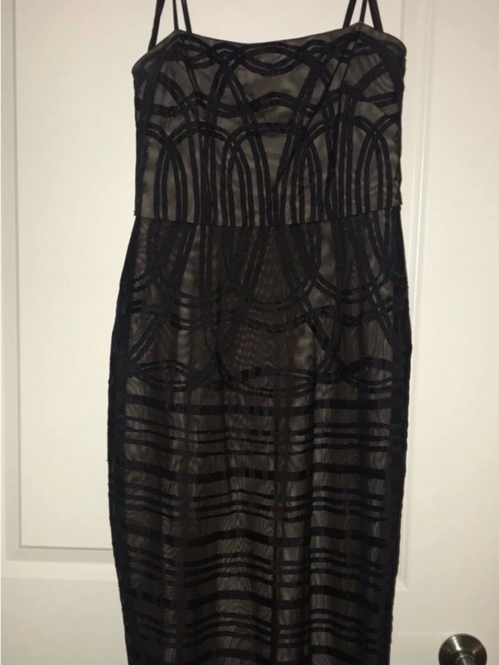BCBG Maxazria Nude and Black Cocktail Dress